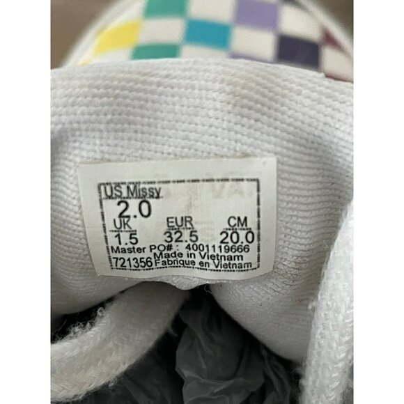 VANS KIDS COLORFUL CHECKERED RAINBOW SQUARES LOW TOP LACE UP SNEAKERS SIZE 2.0 - Picture 5 of 6